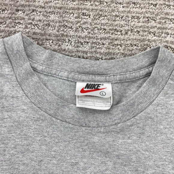 Vintage 90s Nike T-Shirt Men Large L Gray Just Do It Spell Out Graphic Print - Picture 3 of 11